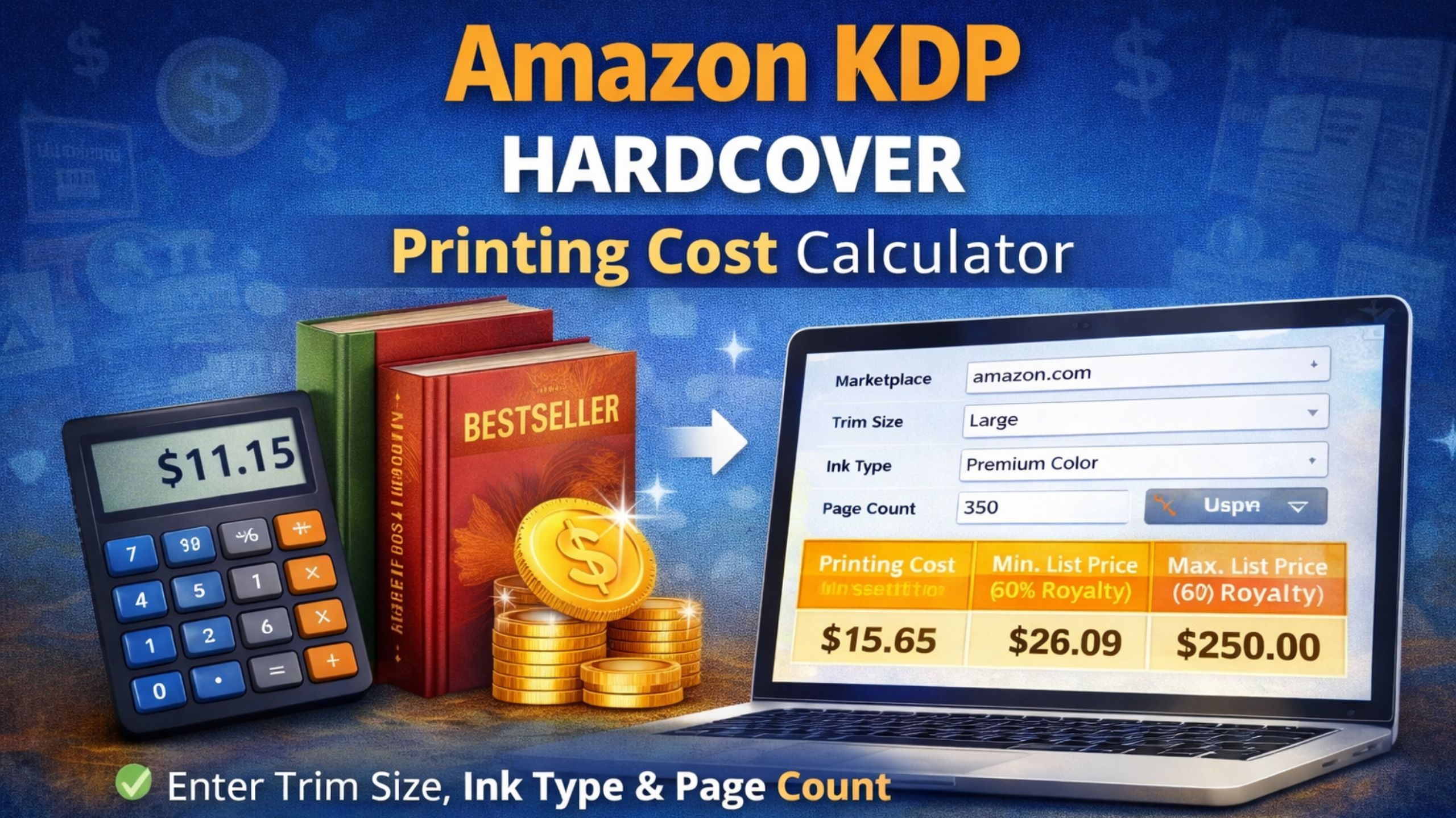 Amazon KDP Hardcover Printing Cost Calculator